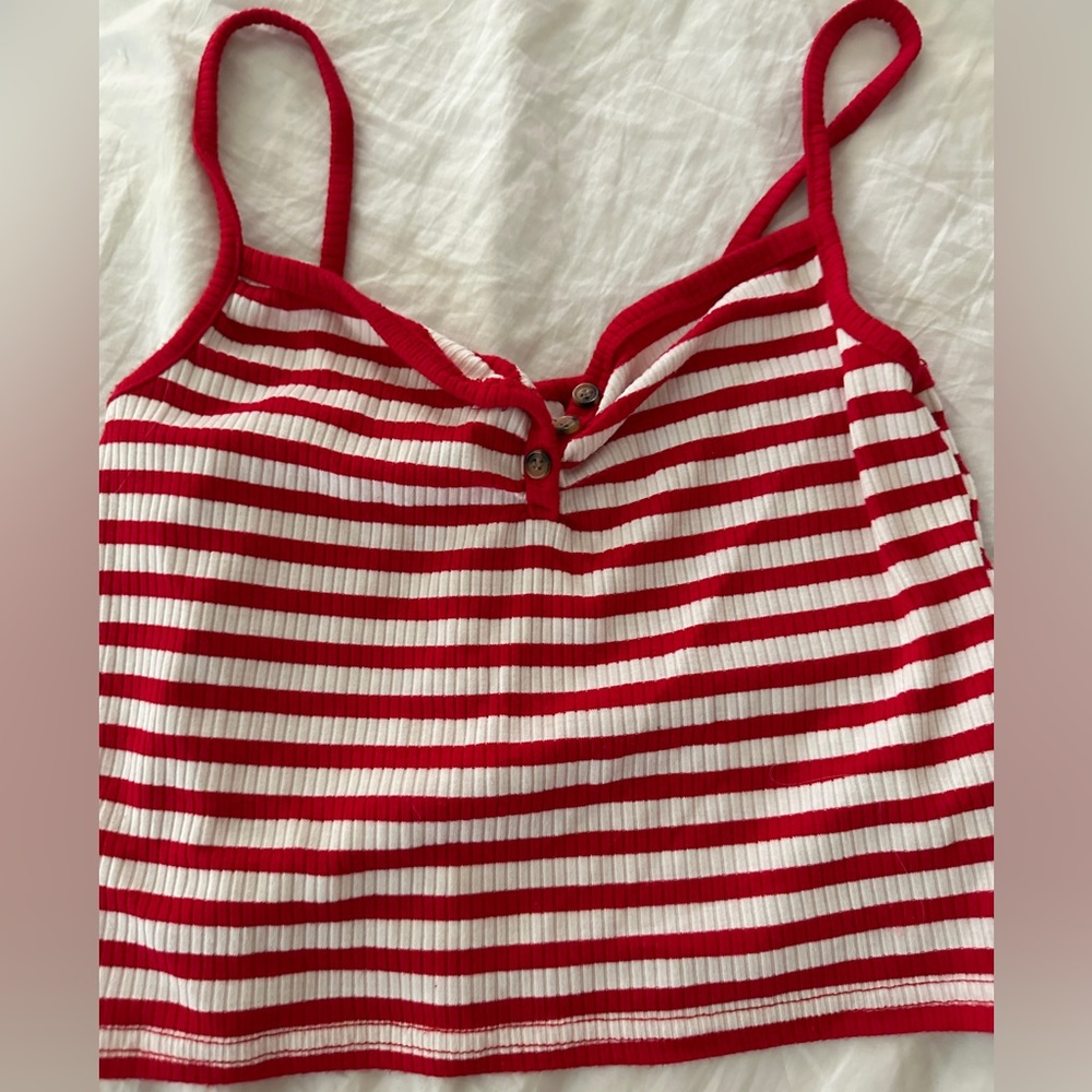 Red and White stripe crop top